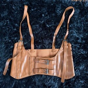 Brown Faux Leather Corset Belt